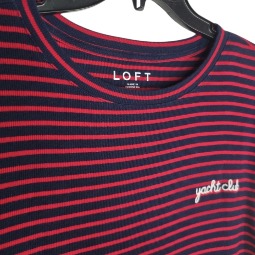 LOFT Red & Navy Striped "Yacht Club" Top